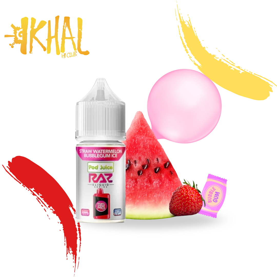 Straw Watermelon Bubblegum / RAZ x Pod Juice Nicsalt