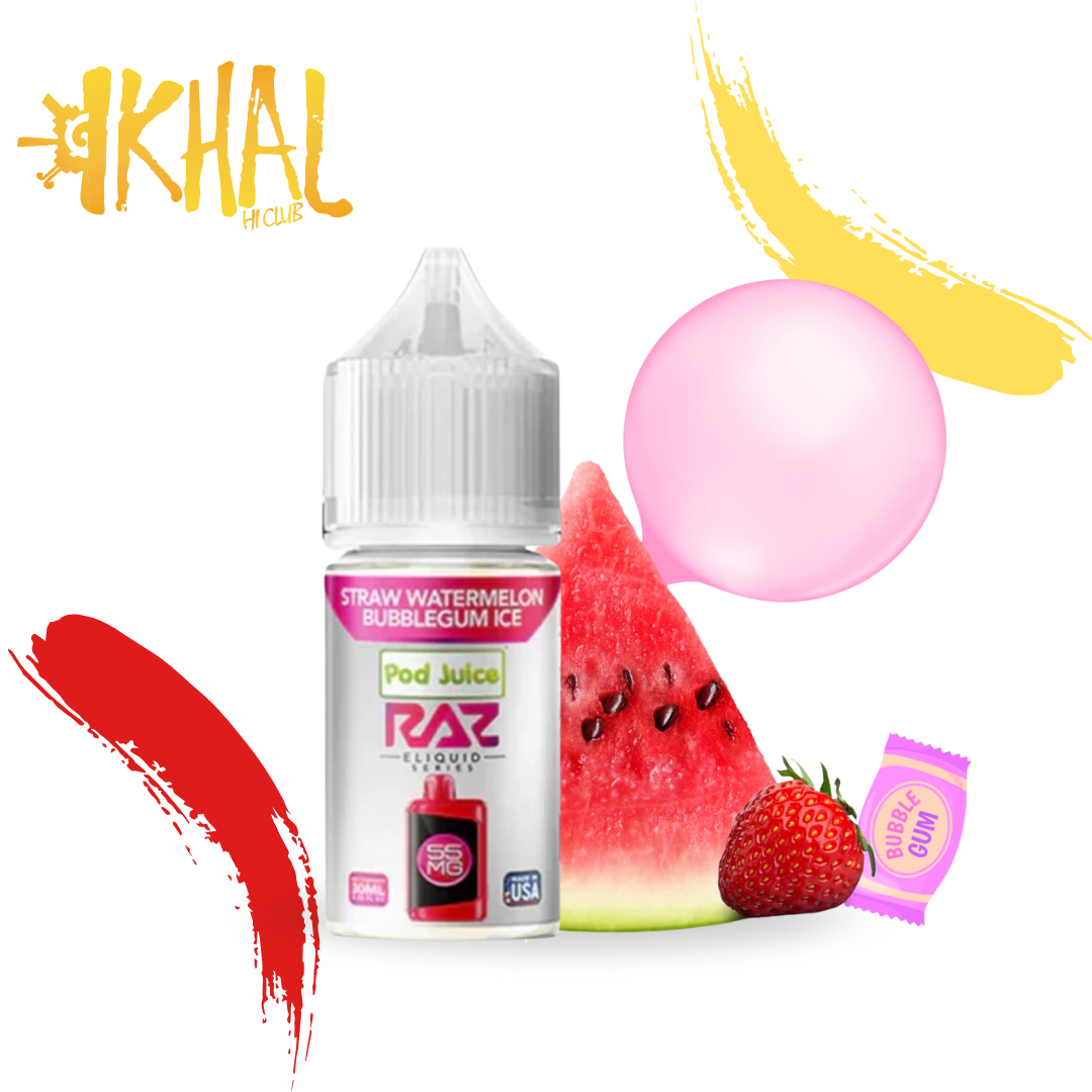 Straw Watermelon Bubblegum / RAZ x Pod Juice Nicsalt