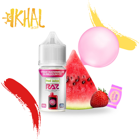 Straw Watermelon Bubblegum / RAZ x Pod Juice Nicsalt